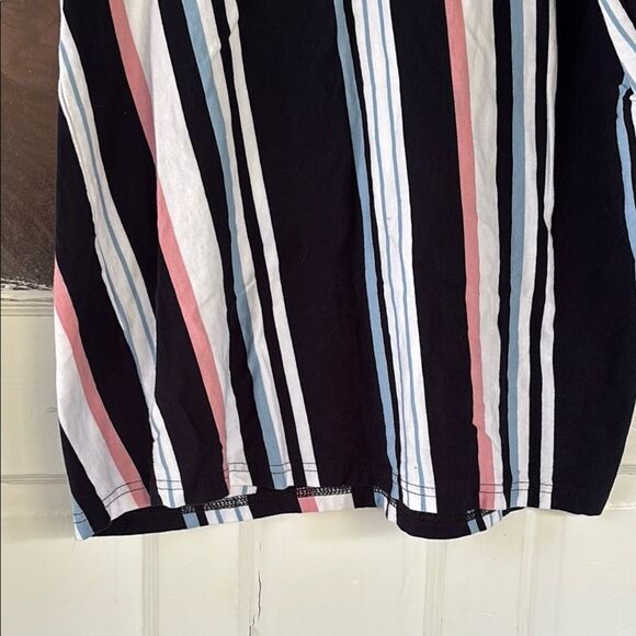 Free Planet Women’s Cotton Striped Tee in Dark Navy Blue, Pink light Blue size L - Picture 3 of 5